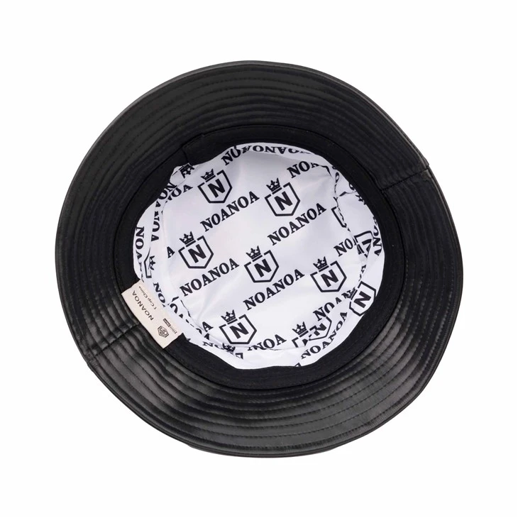 TCAP Custom PU Leather Solid Colors Bucket Hat Rubber Patch Caps