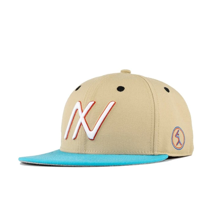 TCAP Customize Acrylic Wool Blend Hat Flat Brim 6panel Beige Fitted Baseball Caps