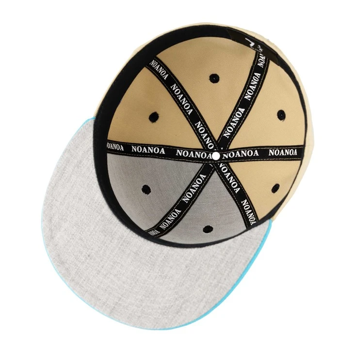 TCAP Customize Acrylic Wool Blend Hat Flat Brim 6panel Beige Fitted Baseball Caps